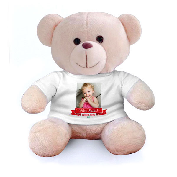 Urso de Pelúcia Feliz Natal Personalizado com Foto