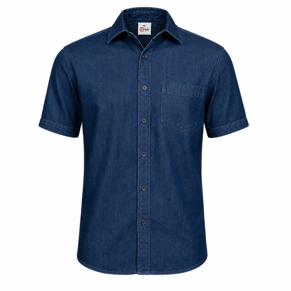 Camisa Jeans Manga Curta Personalizada