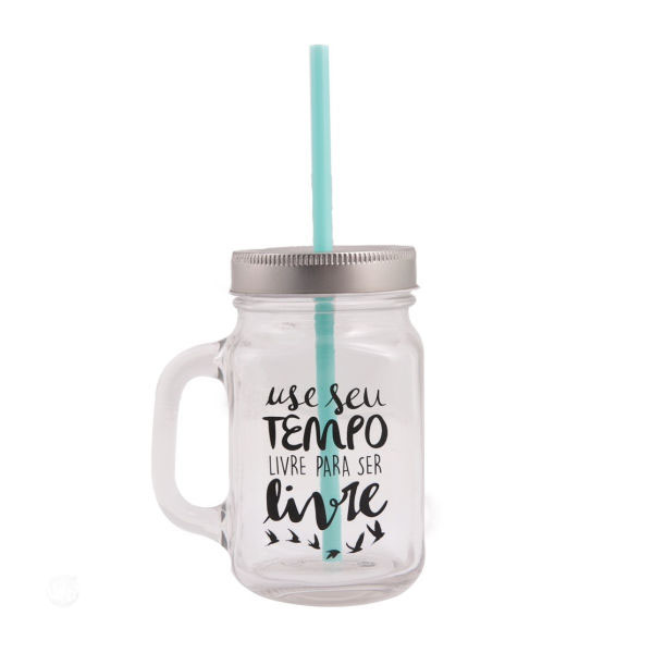 Caneca de vidro com tampa Personalizada