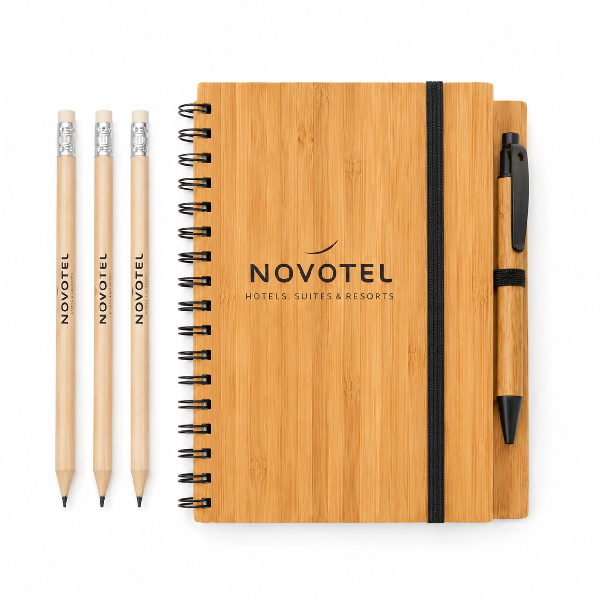 Kit Ecológico Agenda Bambu e Lápis Semente