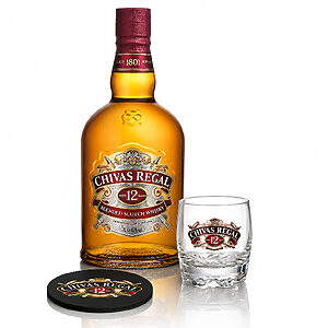 Kit Whisky Chivas Regal com Copo e Porta-Copo