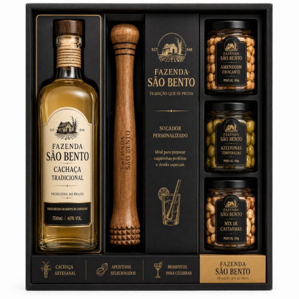 Kit Cachaça com Socador Personalizado