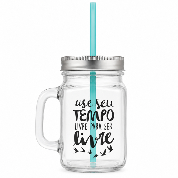 Caneca de Vidro com Tampa Personalizada