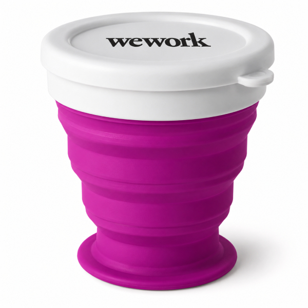 Copo de Silicone Retrátil com Tampa Personalizado