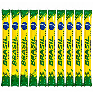 Kit 10 Bastão Plástico Inflável Brasil 7 De Setembro