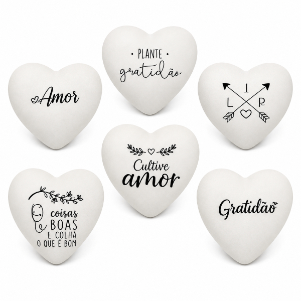 Kit 6 Mini Vaso Coração Personalizado de Cerâmica