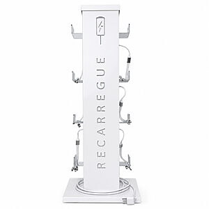  Totem Carregador Branco Personalizado C/Led 6 Cabos Usb 2 Tomadas
