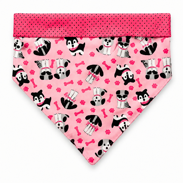 Bandana Dupla Face Puppy Rosa