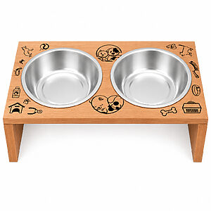 Comedouro Pet Personalizado Madeira Natural