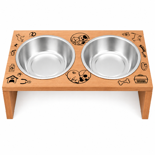 Comedouro Pet Personalizado Madeira Natural