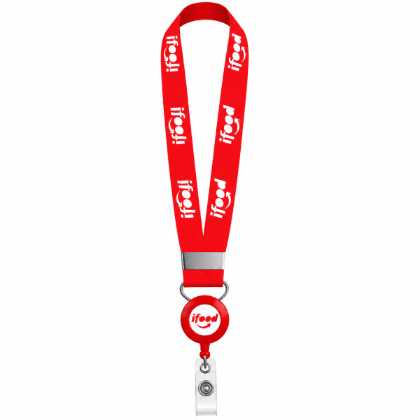 Porta Crachá Retrátil com Cordão Personalizado